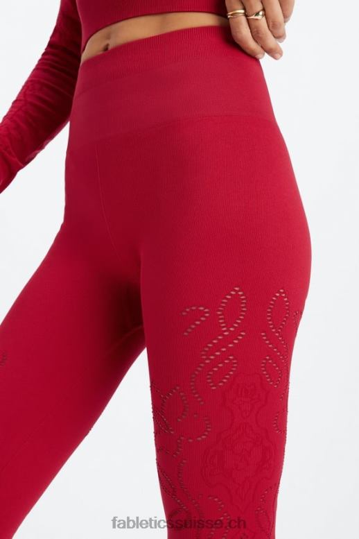 femmes legging taille haute sans coutures en dentelle B0B6R1088 rouge foncé Fabletics