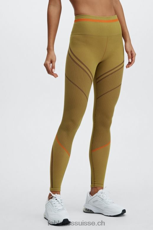 femmes legging taille haute sans coutures en jacquard B0B6R1210 olive chaude/multi Fabletics