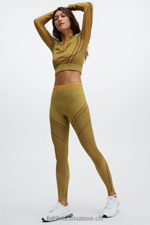 femmes legging taille haute sans coutures en jacquard B0B6R1210 olive chaude/multi Fabletics