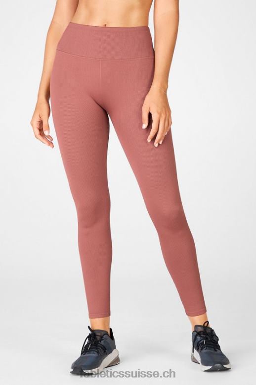 femmes legging taille haute sans coutures à lacets B0B6R1296 moka cerise Fabletics