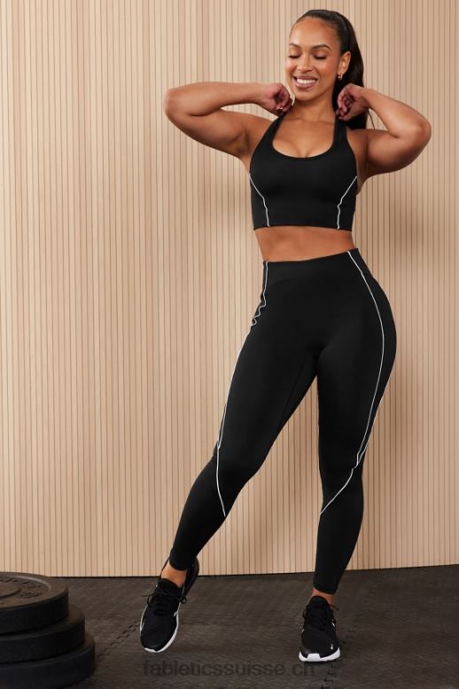 femmes motion365+ legging taille haute passepoilé B0B6R997 noir/blanc classique Fabletics