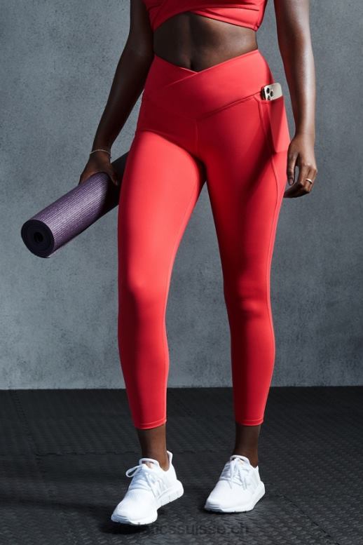 femmes oasis pureluxe hw crossover 7/8 legging B0B6R931 rouge fraise Fabletics