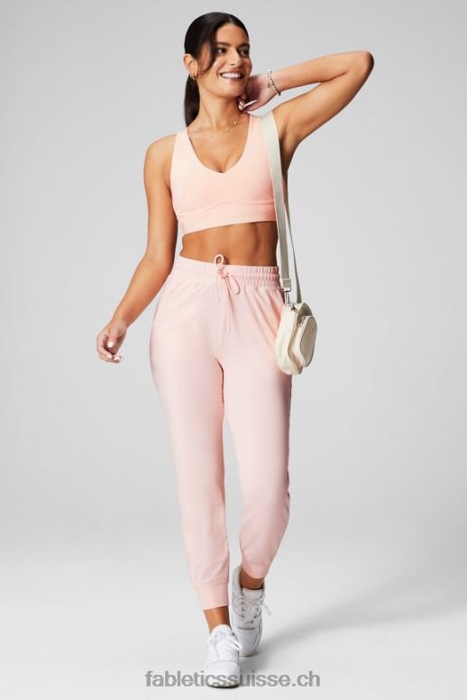 femmes jogger performant à taille haute B0B6R36 gris clair chiné/latte Fabletics