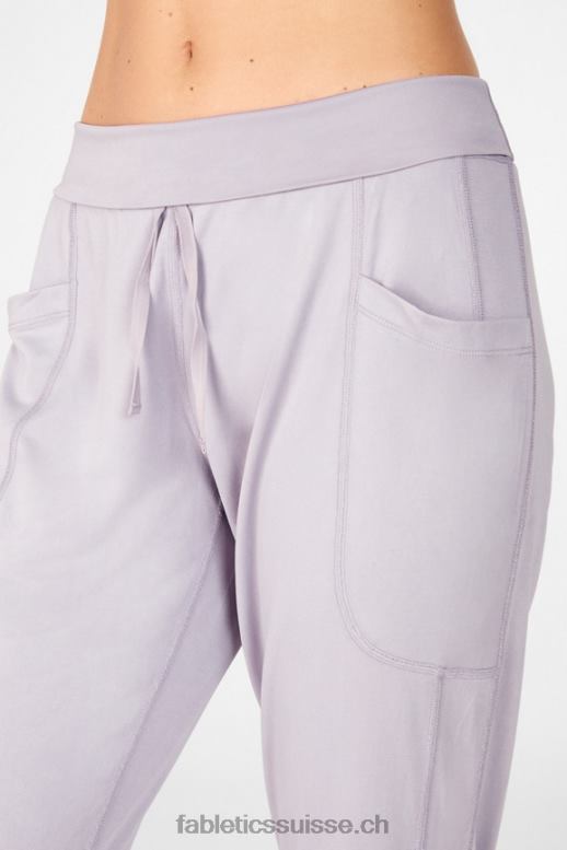 femmes pantalon à cordon de serrage en maille élégante B0B6R156 noir/fumé Fabletics