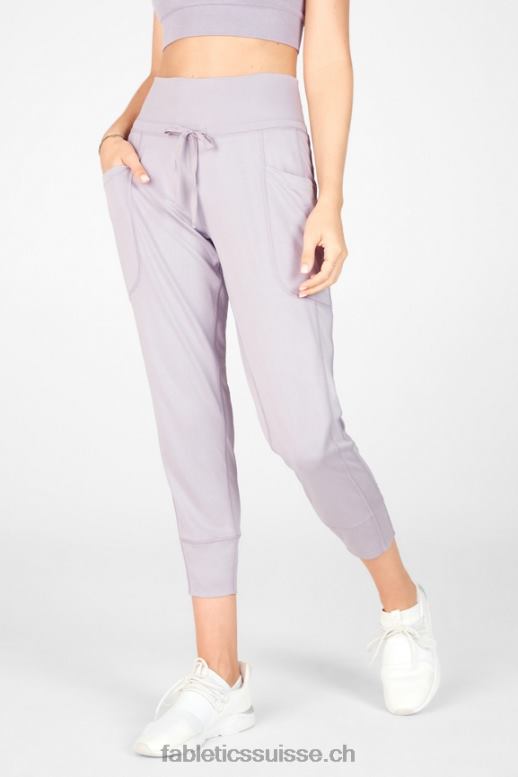 femmes pantalon à cordon de serrage en maille élégante B0B6R156 noir/fumé Fabletics