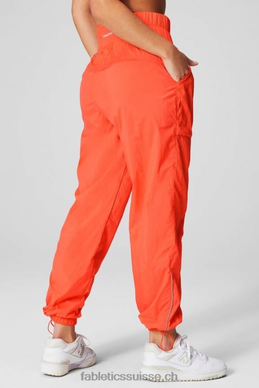 femmes pantalon en nylon passepoilé à taille ultra haute B0B6R6 orange passion/argent réfléchissant Fabletics