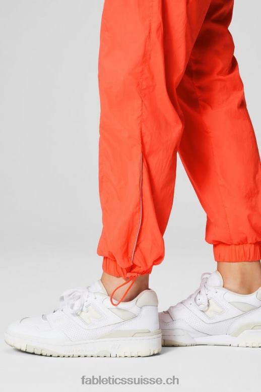 femmes pantalon en nylon passepoilé à taille ultra haute B0B6R6 orange passion/argent réfléchissant Fabletics