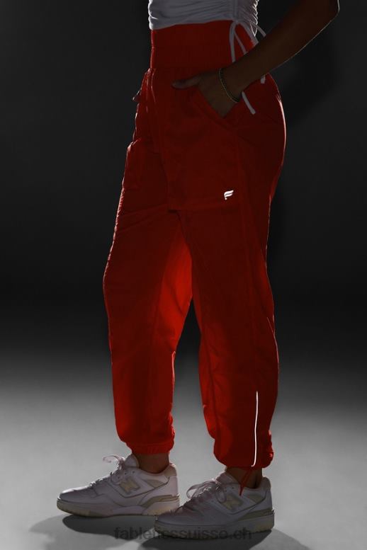 femmes pantalon en nylon passepoilé à taille ultra haute B0B6R6 orange passion/argent réfléchissant Fabletics