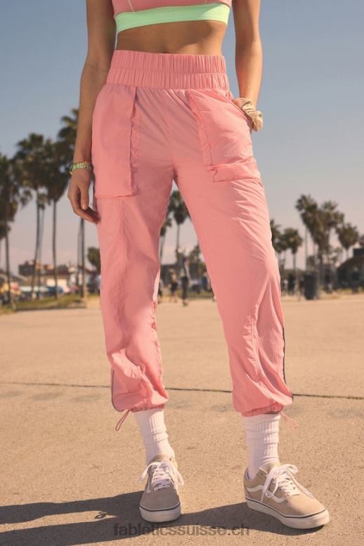 femmes pantalon en nylon passepoilé à taille ultra haute B0B6R7 rouge blush/argent réfléchissant Fabletics