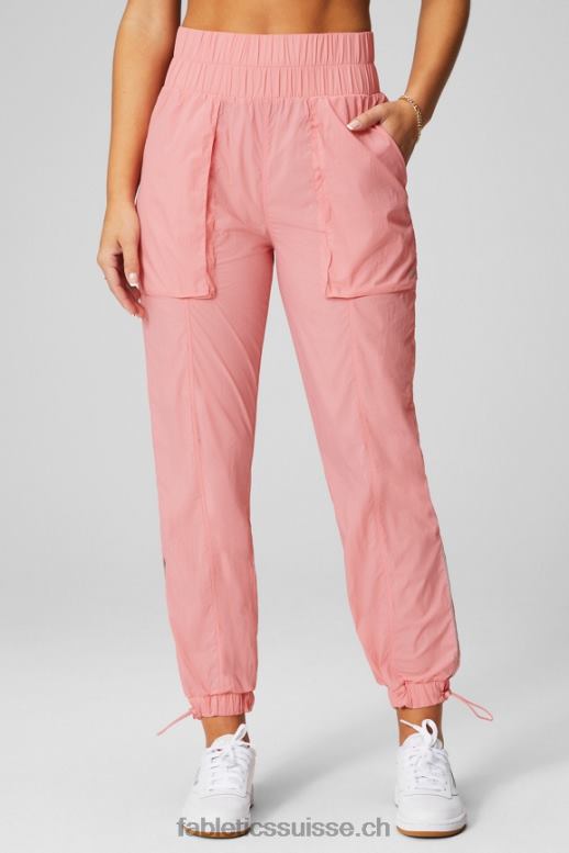 femmes pantalon en nylon passepoilé à taille ultra haute B0B6R7 rouge blush/argent réfléchissant Fabletics