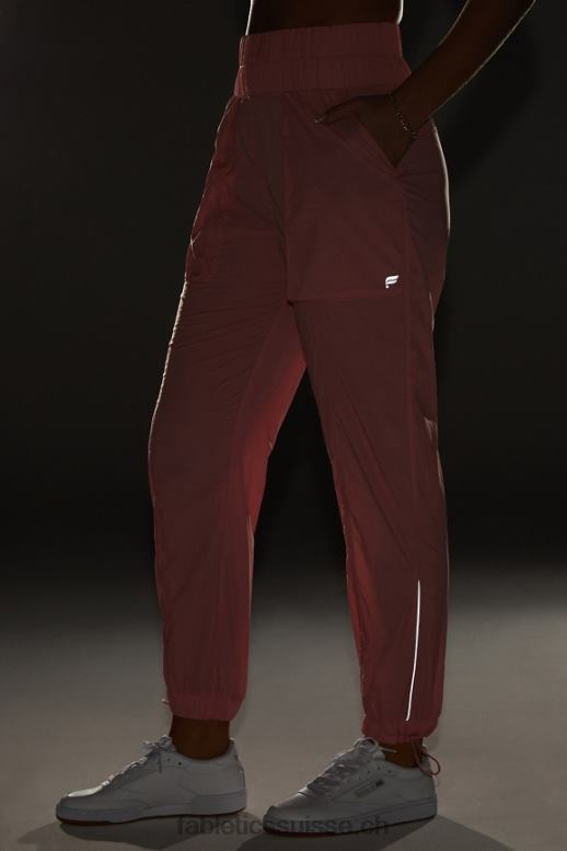 femmes pantalon en nylon passepoilé à taille ultra haute B0B6R7 rouge blush/argent réfléchissant Fabletics