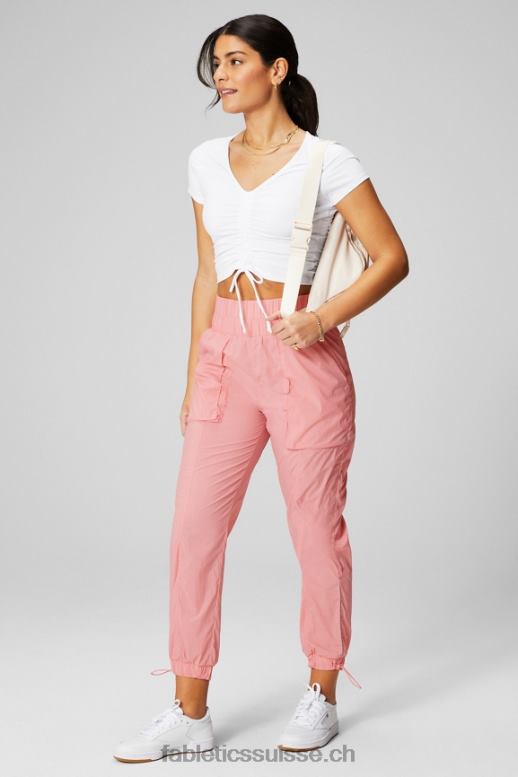 femmes pantalon en nylon passepoilé à taille ultra haute B0B6R7 rouge blush/argent réfléchissant Fabletics