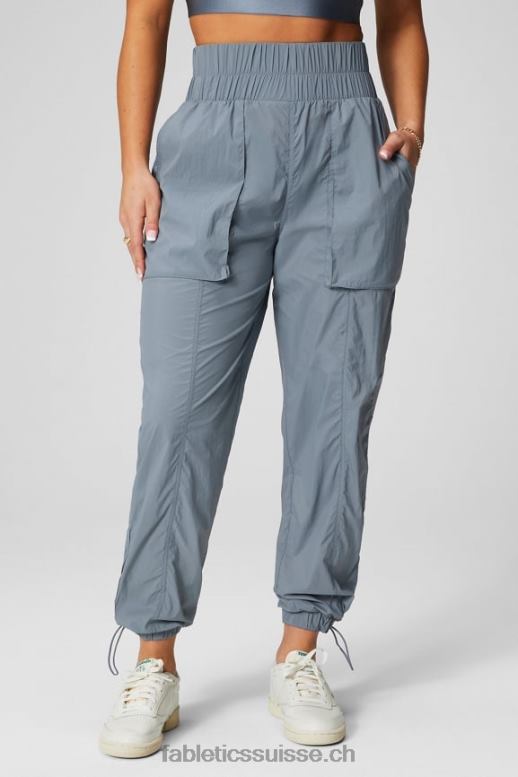 femmes pantalon en nylon passepoilé à taille ultra haute B0B6R8 nuage d'orage/argent réfléchissant Fabletics