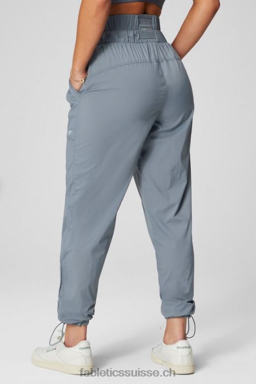 femmes pantalon en nylon passepoilé à taille ultra haute B0B6R8 nuage d\'orage/argent réfléchissant Fabletics