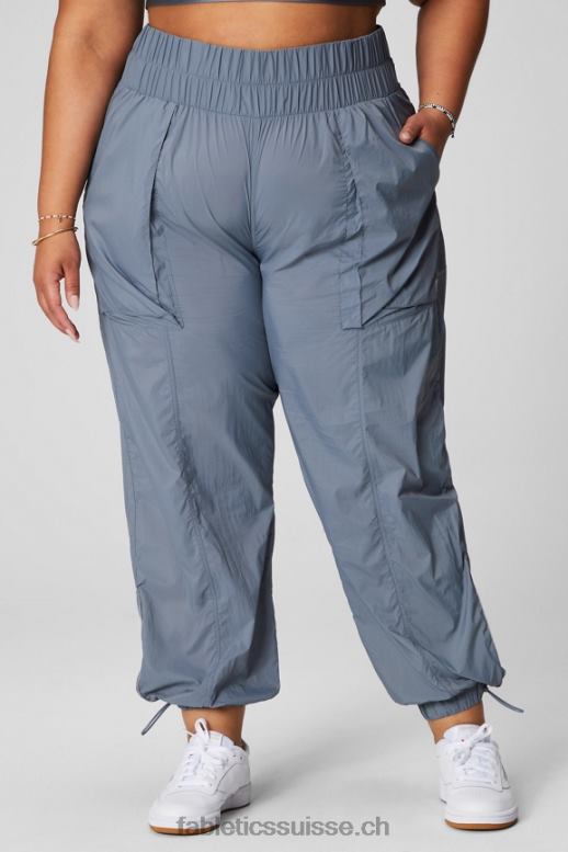 femmes pantalon en nylon passepoilé à taille ultra haute B0B6R9 nuage d\'orage/argent réfléchissant Fabletics