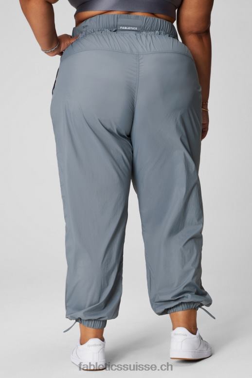 femmes pantalon en nylon passepoilé à taille ultra haute B0B6R9 nuage d\'orage/argent réfléchissant Fabletics