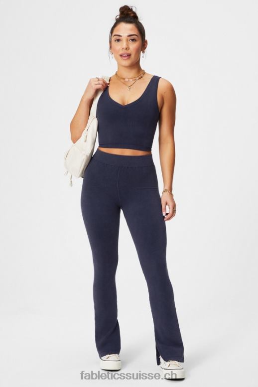 femmes évasement fendu taille haute sans couture nuage B0B6R1 indigo foncé Fabletics