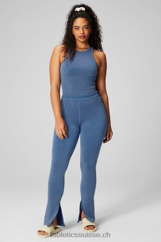 femmes évasement fendu taille haute sans couture nuage B0B6R2 indigo clair Fabletics