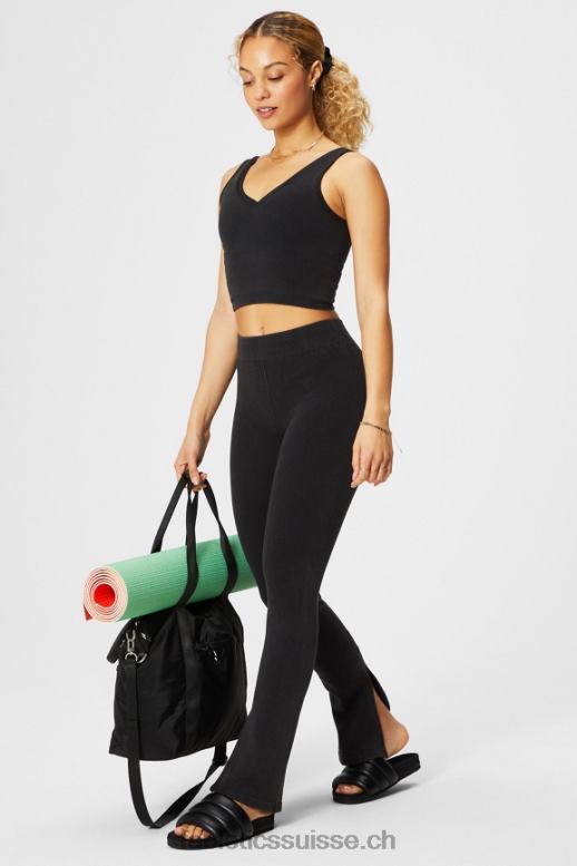 femmes évasement fendu taille haute sans couture nuage B0B6R3 millésime noir Fabletics