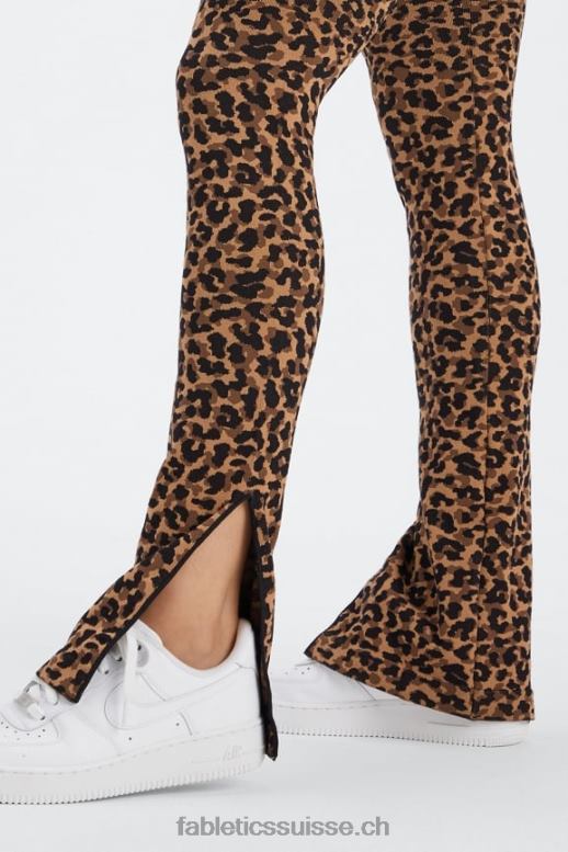 femmes évasement fendu taille haute sans couture nuage B0B6R4 guépard ondulé/noir Fabletics