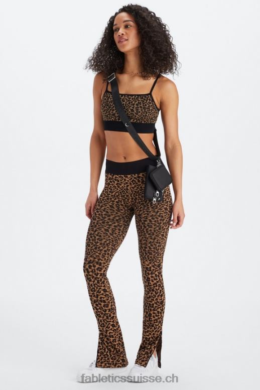 femmes évasement fendu taille haute sans couture nuage B0B6R4 guépard ondulé/noir Fabletics