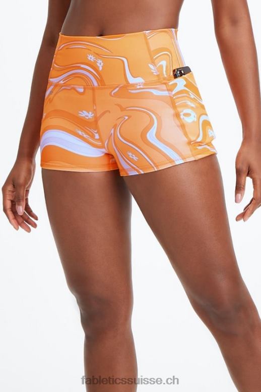 femmes Oasis pureluxe short taille haute 2'' B0B6R464 blanc/goutte de citron/sorbet orange Fabletics