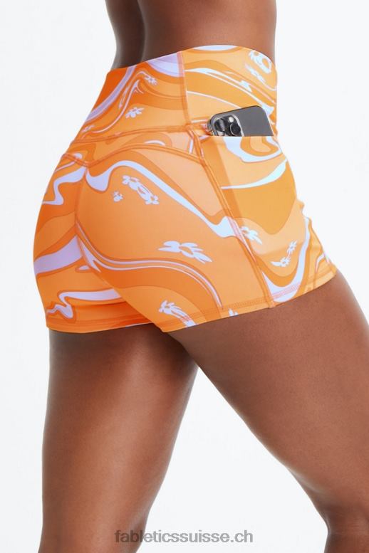 femmes Oasis pureluxe short taille haute 2\'\' B0B6R464 blanc/goutte de citron/sorbet orange Fabletics