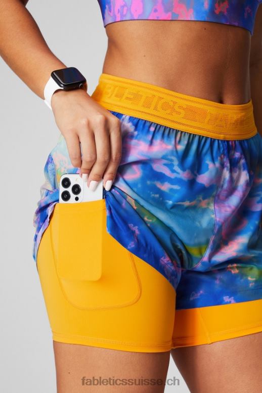 femmes longueur perforée 5\" courte B0B6R595 étouffant/soleil de l\'après-midi/argent réfléchissant Fabletics