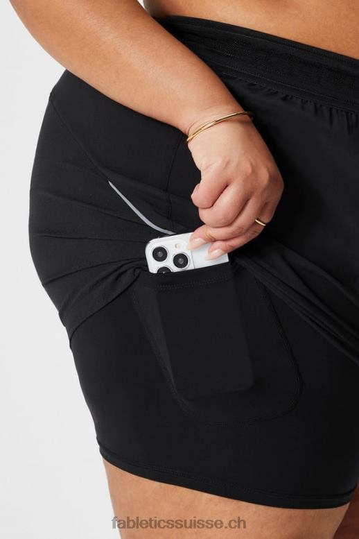 femmes longueur perforée 5\" courte B0B6R599 noir/argent réfléchissant Fabletics