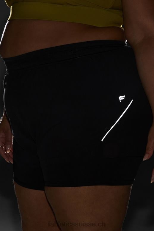 femmes longueur perforée 5\" courte B0B6R599 noir/argent réfléchissant Fabletics