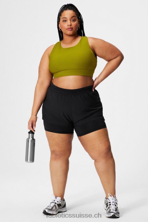 femmes longueur perforée 5\" courte B0B6R599 noir/argent réfléchissant Fabletics