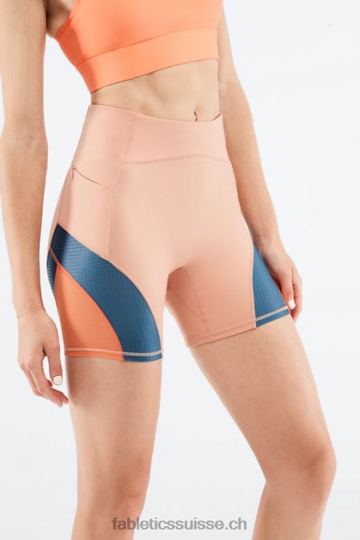 femmes motion365 à taille haute court 6" B0B6R541 bouleau/vraie sarcelle/éclat d'orange Fabletics
