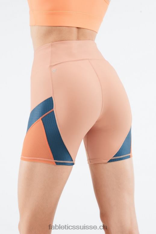 femmes motion365 à taille haute court 6\" B0B6R541 bouleau/vraie sarcelle/éclat d\'orange Fabletics
