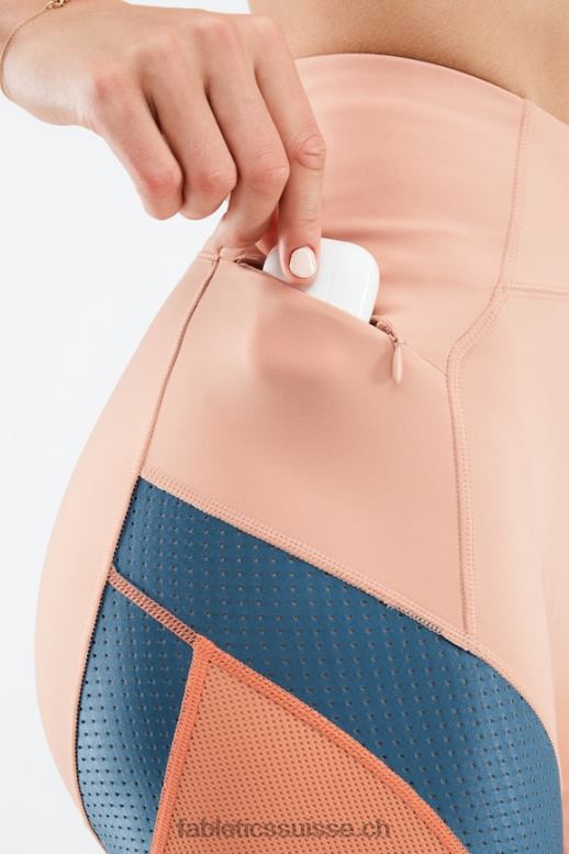 femmes motion365 à taille haute court 6\" B0B6R541 bouleau/vraie sarcelle/éclat d\'orange Fabletics