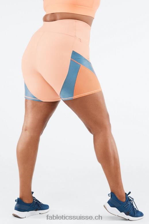 femmes motion365 à taille haute court 6\" B0B6R542 bouleau/vraie sarcelle/éclat d\'orange Fabletics