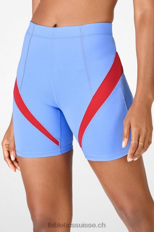 femmes motion365 taille haute court 6" B0B6R593 bleu cristal/kaki Fabletics
