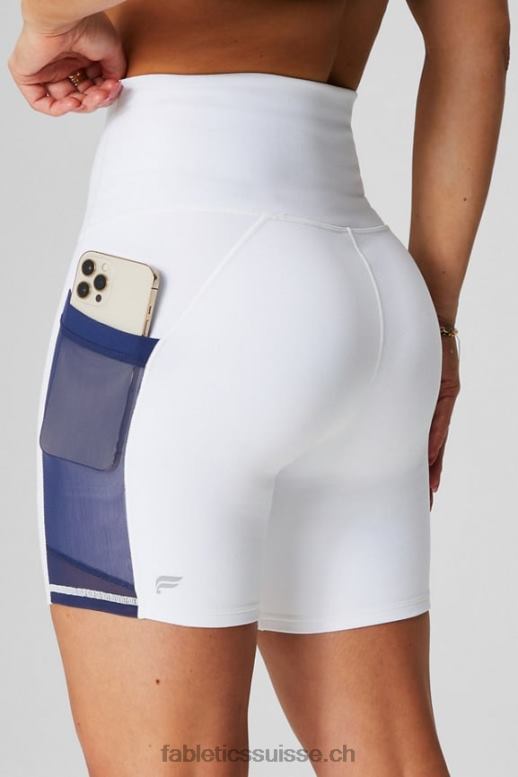 femmes on-the-go powerhold ultra hw 6\'\' court B0B6R393 blanc classique/marine collégiale/graphique de tennis Fabletics