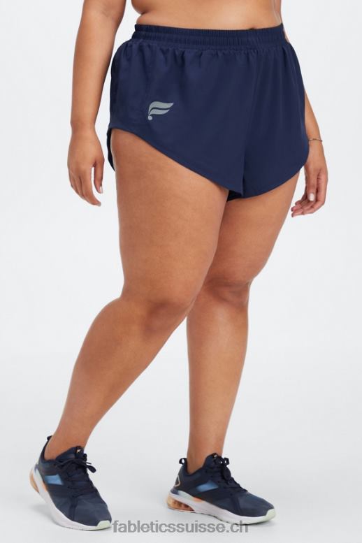 femmes pleine vitesse mi-hauteur course courte B0B6R459 bleu marine/logo réfléchissant Fabletics