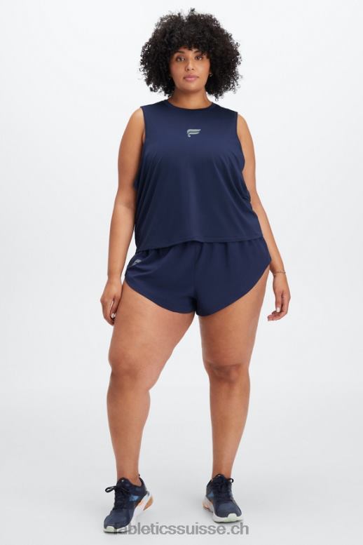 femmes pleine vitesse mi-hauteur course courte B0B6R459 bleu marine/logo réfléchissant Fabletics