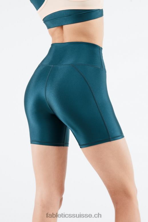 femmes short brillant taille haute 6" B0B6R539 noir petit marbré/zeste Fabletics