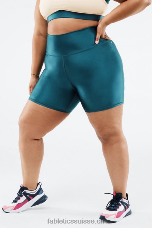 femmes short brillant taille haute 6\" B0B6R540 noir petit marbré/zeste Fabletics