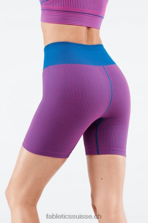 femmes short côtelé à taille haute sans coutures B0B6R449 bleu électrique/rose vif Fabletics