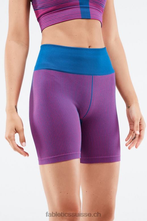 femmes short côtelé à taille haute sans coutures B0B6R449 bleu électrique/rose vif Fabletics