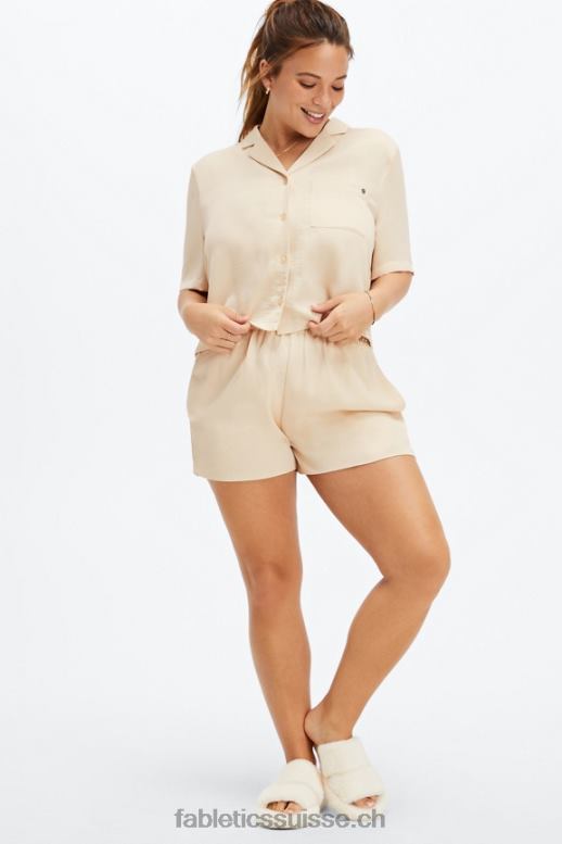femmes short de nuit ecosatin B0B6R498 noir/feuille de printemps Fabletics
