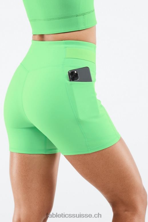 femmes short de poche motion365 taille haute 5\" B0B6R573 feuille de printemps/perruche Fabletics