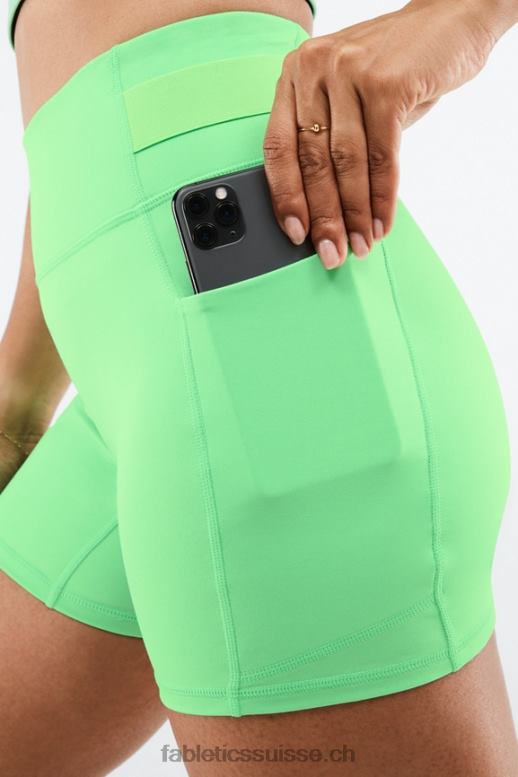 femmes short de poche motion365 taille haute 5\" B0B6R573 feuille de printemps/perruche Fabletics