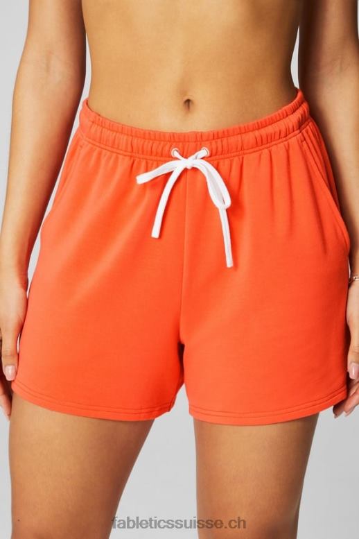 femmes short de survêtement en tissu éponge de luxe B0B6R609 orange passion/blanc classique Fabletics