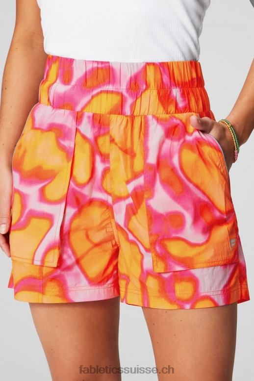 femmes short en nylon passepoilé à taille ultra haute B0B6R601 évasion rose grande folie estivale/argent réfléchissant Fabletics