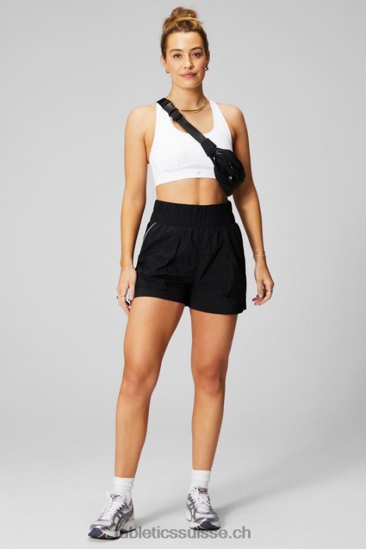 femmes short en nylon passepoilé à taille ultra haute B0B6R604 noir/argent réfléchissant Fabletics