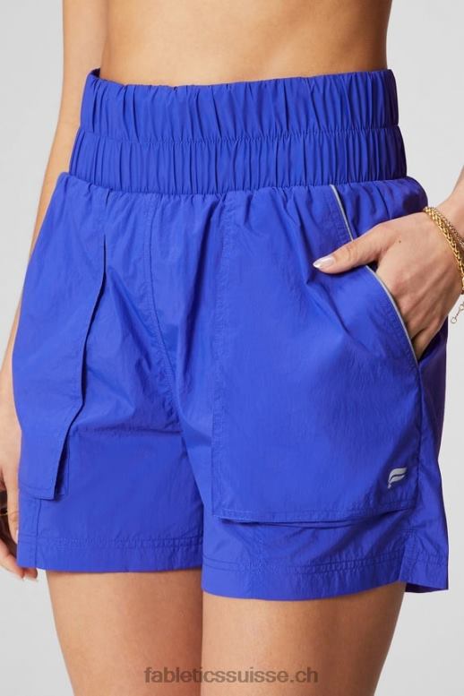 femmes short en nylon passepoilé à taille ultra haute B0B6R605 argent royal/réfléchissant extrême Fabletics